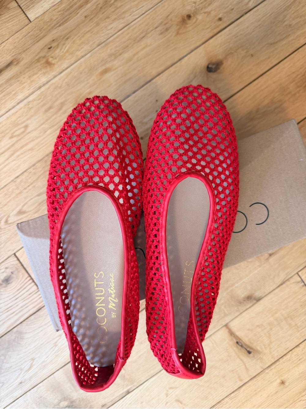 Anthropologie Red Open-Weave Ballet Flats